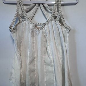 Boho Cream Strappy Women's Tank Top size 6